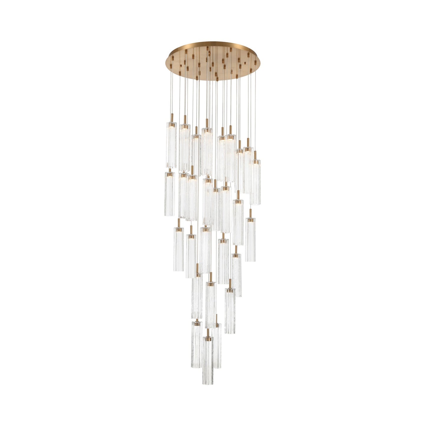 Crystorama Addis 26in 28-Light Pendant | Mid-Century Aged Brass and Clear Tronchi Glass | Entryway & Dining Room | 26 x 26 x 21 in | Model ADD-415-AG-CL