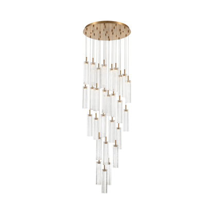 Crystorama Addis 26in 28-Light Pendant | Mid-Century Aged Brass and Clear Tronchi Glass | Entryway & Dining Room | 26 x 26 x 21 in | Model ADD-415-AG-CL