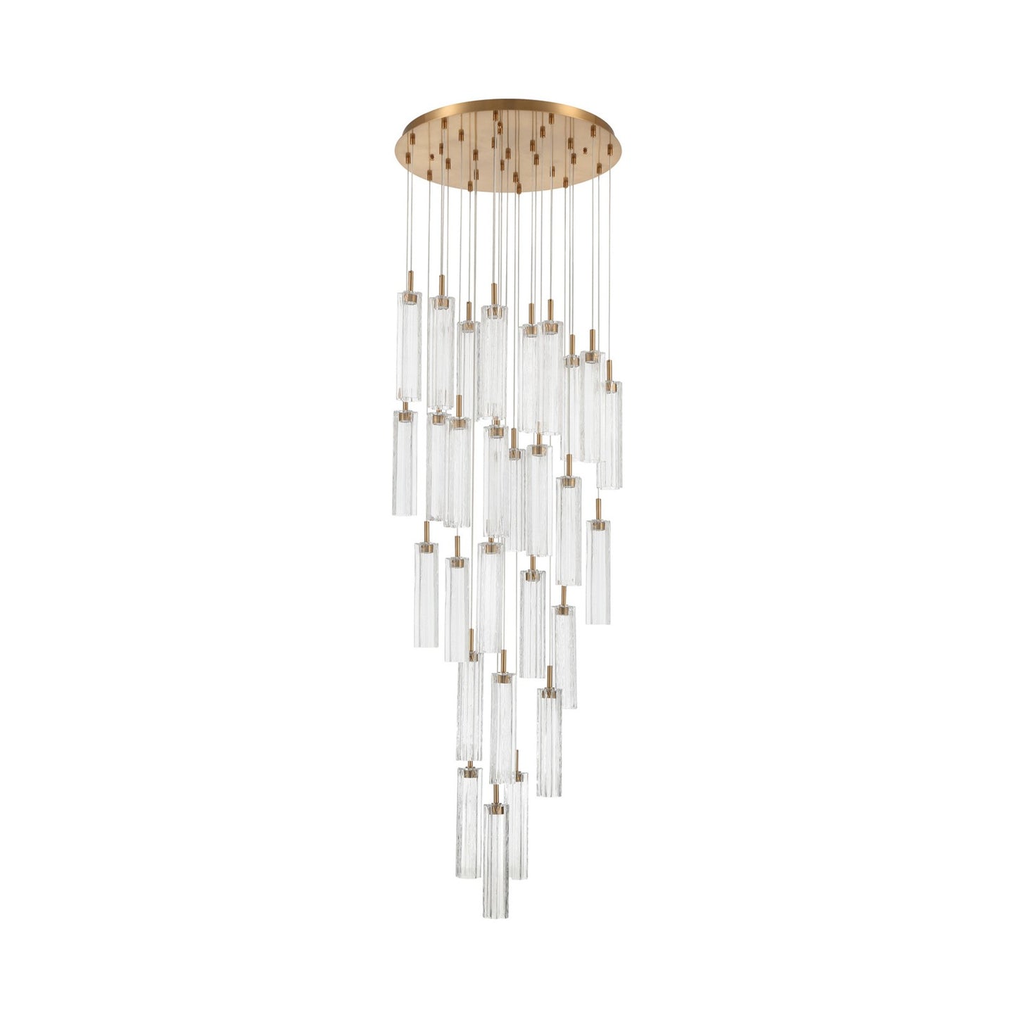 Crystorama Addis 26in 28-Light Pendant | Mid-Century Aged Brass and Clear Tronchi Glass | Entryway & Dining Room | 26 x 26 x 21 in | Model ADD-415-AG-CL