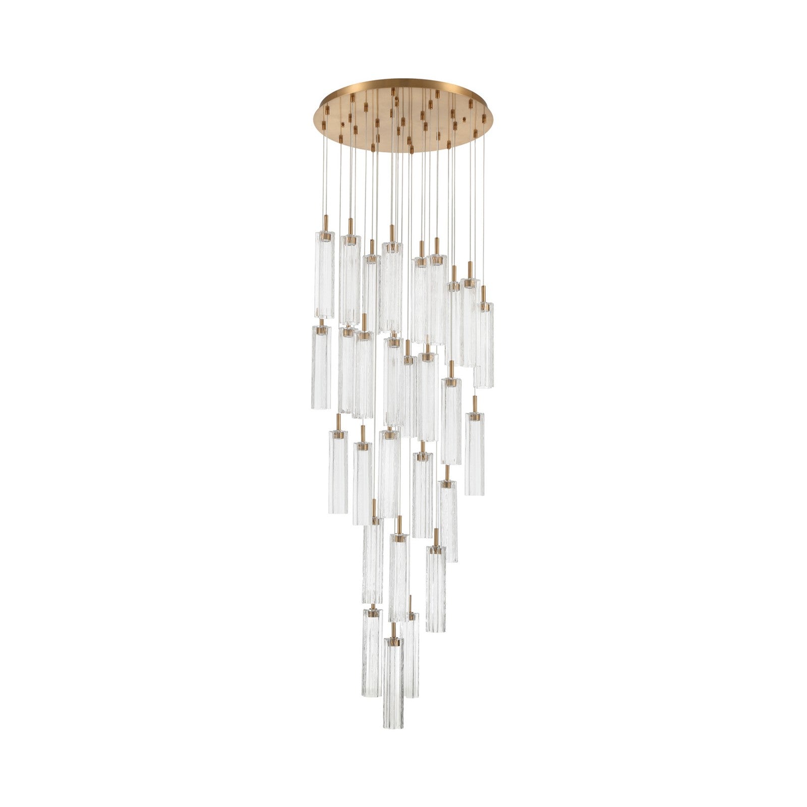 Crystorama Addis 26in 28-Light Pendant | Mid-Century Aged Brass and Clear Tronchi Glass | Entryway & Dining Room | 26 x 26 x 21 in | Model ADD-415-AG-CL