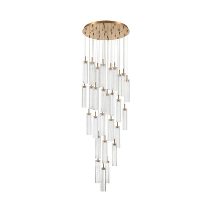 Crystorama Addis 26in 28-Light Pendant | Mid-Century Aged Brass and Clear Tronchi Glass | Entryway & Dining Room | 26 x 26 x 21 in | Model ADD-415-AG-CL