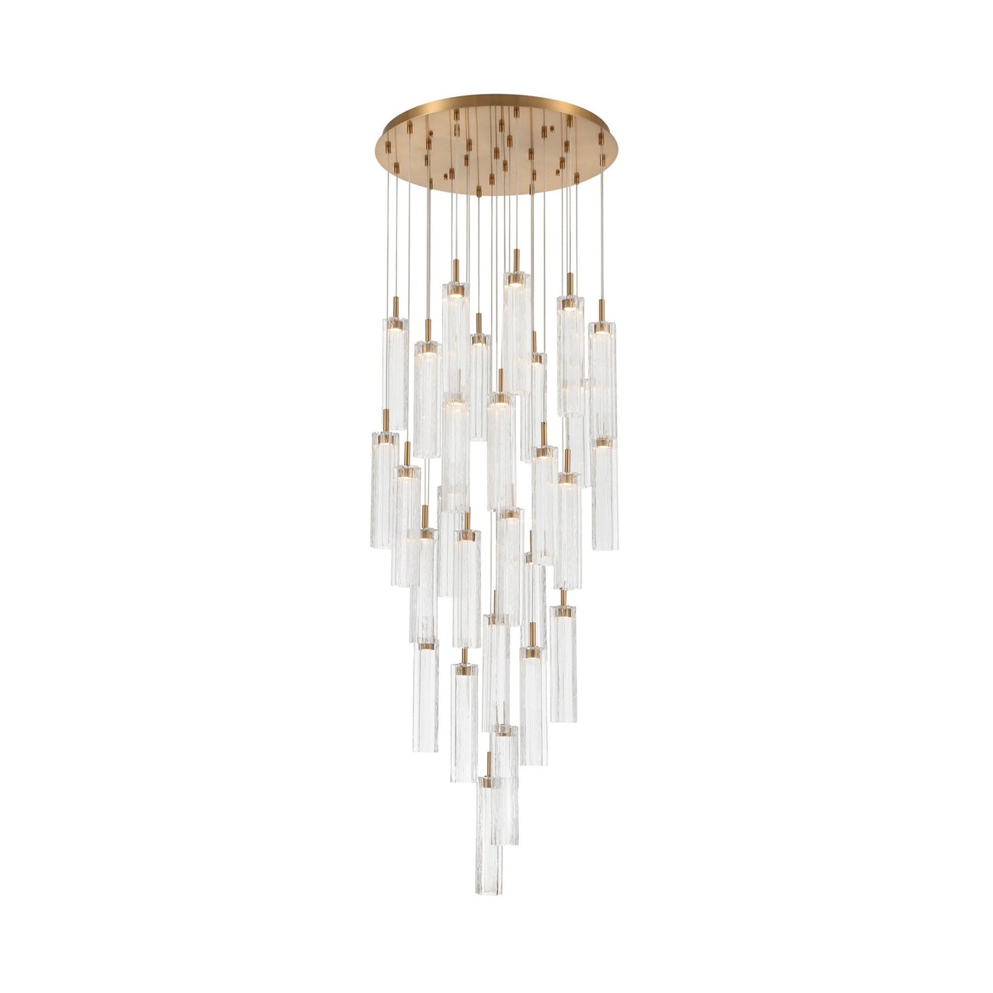 Crystorama Addis 26in 28-Light Pendant | Mid-Century Aged Brass and Clear Tronchi Glass | Entryway & Dining Room | 26 x 26 x 21 in | Model ADD-415-AG-CL