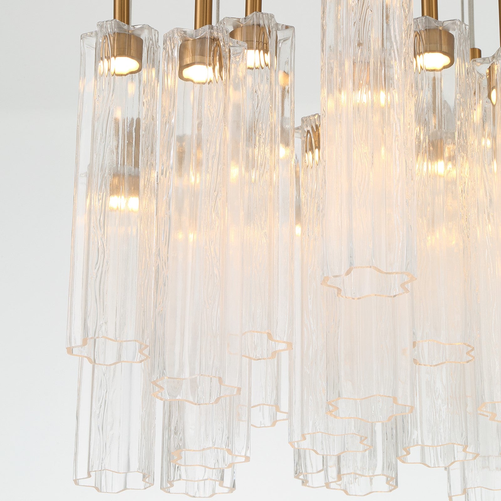 Crystorama Addis 26in 28-Light Pendant | Mid-Century Aged Brass and Clear Tronchi Glass | Entryway & Dining Room | 26 x 26 x 21 in | Model ADD-415-AG-CL