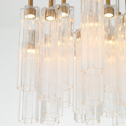 Crystorama Addis 26in 28-Light Pendant | Mid-Century Aged Brass and Clear Tronchi Glass | Entryway & Dining Room | 26 x 26 x 21 in | Model ADD-415-AG-CL