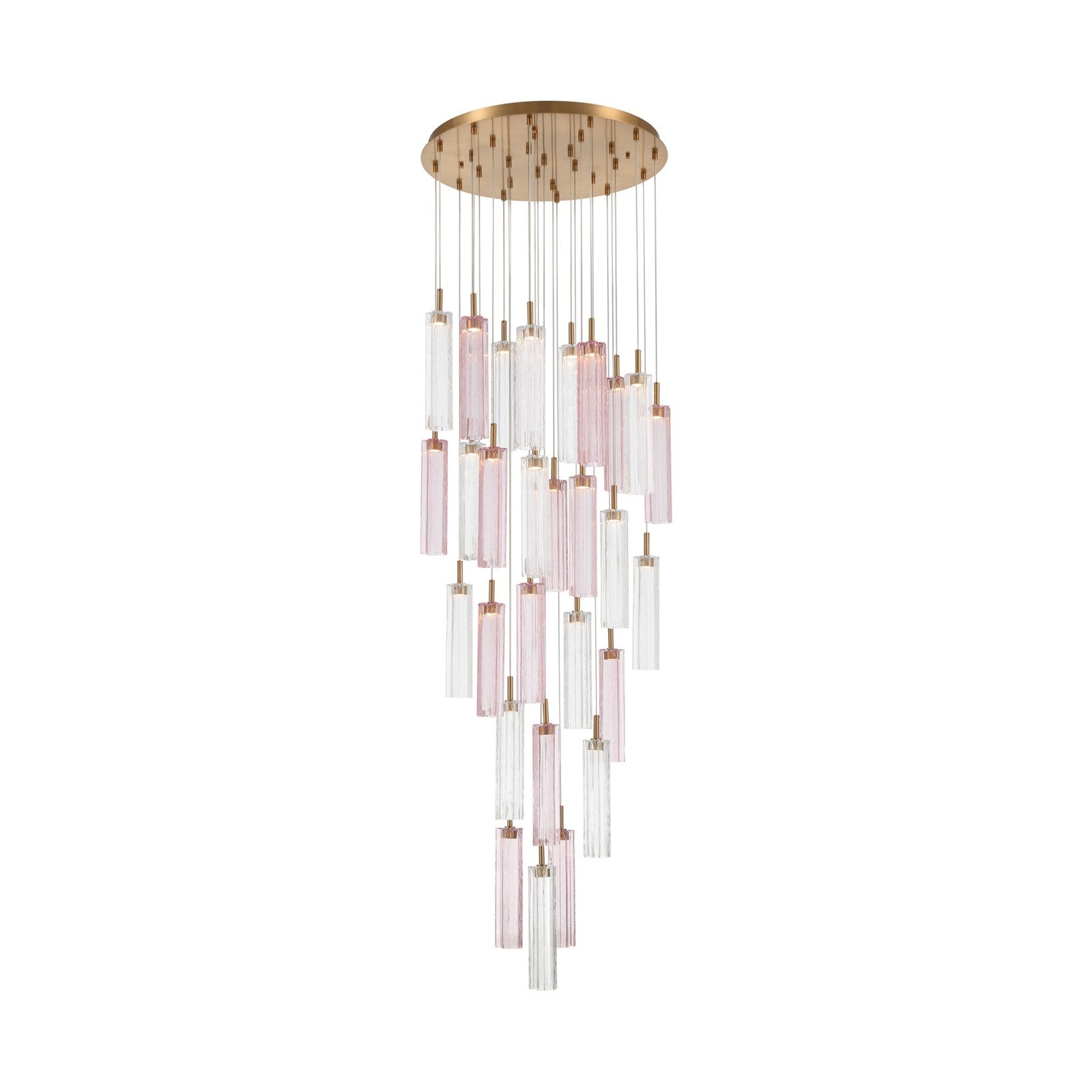 Crystorama Addis 26in 28-Light Pendant | Mid-Century Aged Brass and Spring Tronchi Glass | Entryway & Staircase | 26 x 26 x 21 in | Model ADD-415-AG-SP