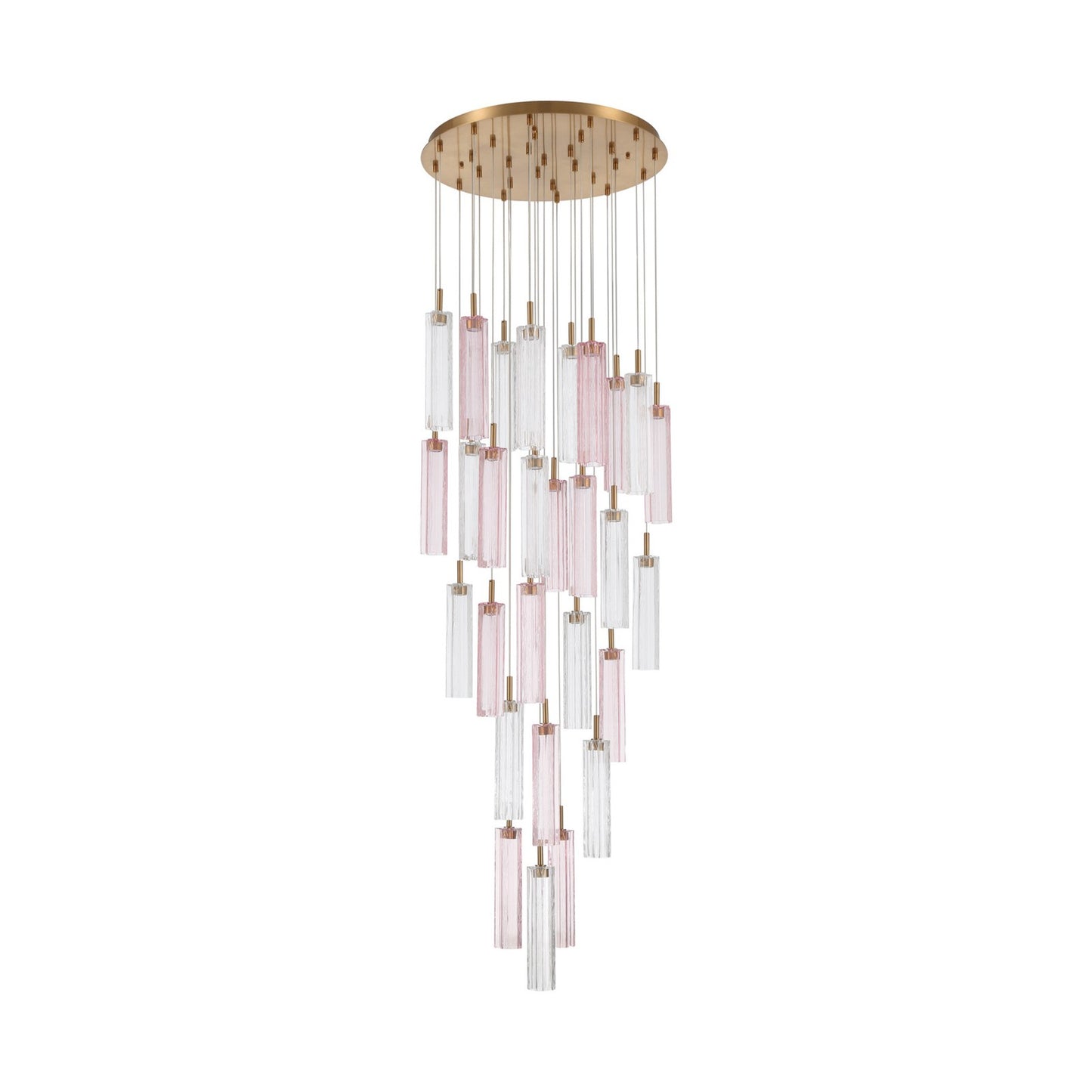 Crystorama Addis 26in 28-Light Pendant | Mid-Century Aged Brass and Spring Tronchi Glass | Entryway & Staircase | 26 x 26 x 21 in | Model ADD-415-AG-SP