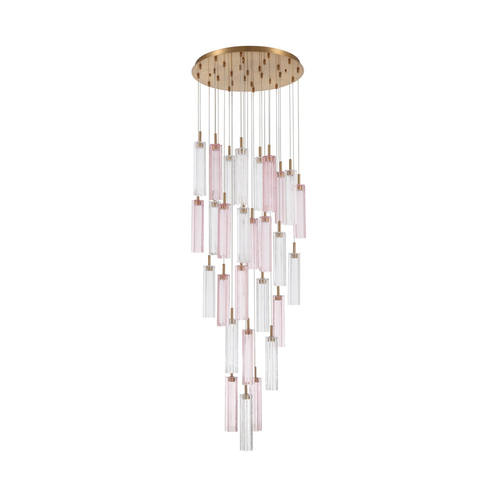 Crystorama Addis 26in 28-Light Pendant | Mid-Century Aged Brass and Spring Tronchi Glass | Entryway & Staircase | 26 x 26 x 21 in | Model ADD-415-AG-SP