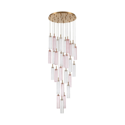 Crystorama Addis 26in 28-Light Pendant | Mid-Century Aged Brass and Spring Tronchi Glass | Entryway & Staircase | 26 x 26 x 21 in | Model ADD-415-AG-SP