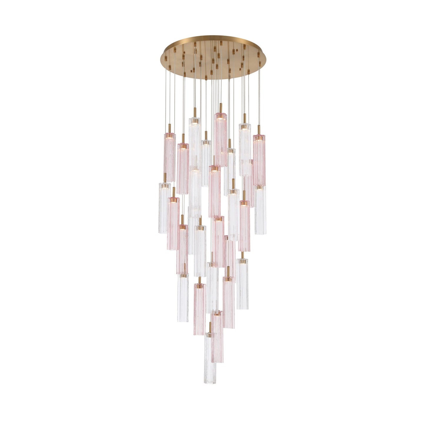 Crystorama Addis 26in 28-Light Pendant | Mid-Century Aged Brass and Spring Tronchi Glass | Entryway & Staircase | 26 x 26 x 21 in | Model ADD-415-AG-SP