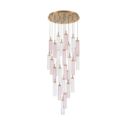 Crystorama Addis 26in 28-Light Pendant | Mid-Century Aged Brass and Spring Tronchi Glass | Entryway & Staircase | 26 x 26 x 21 in | Model ADD-415-AG-SP