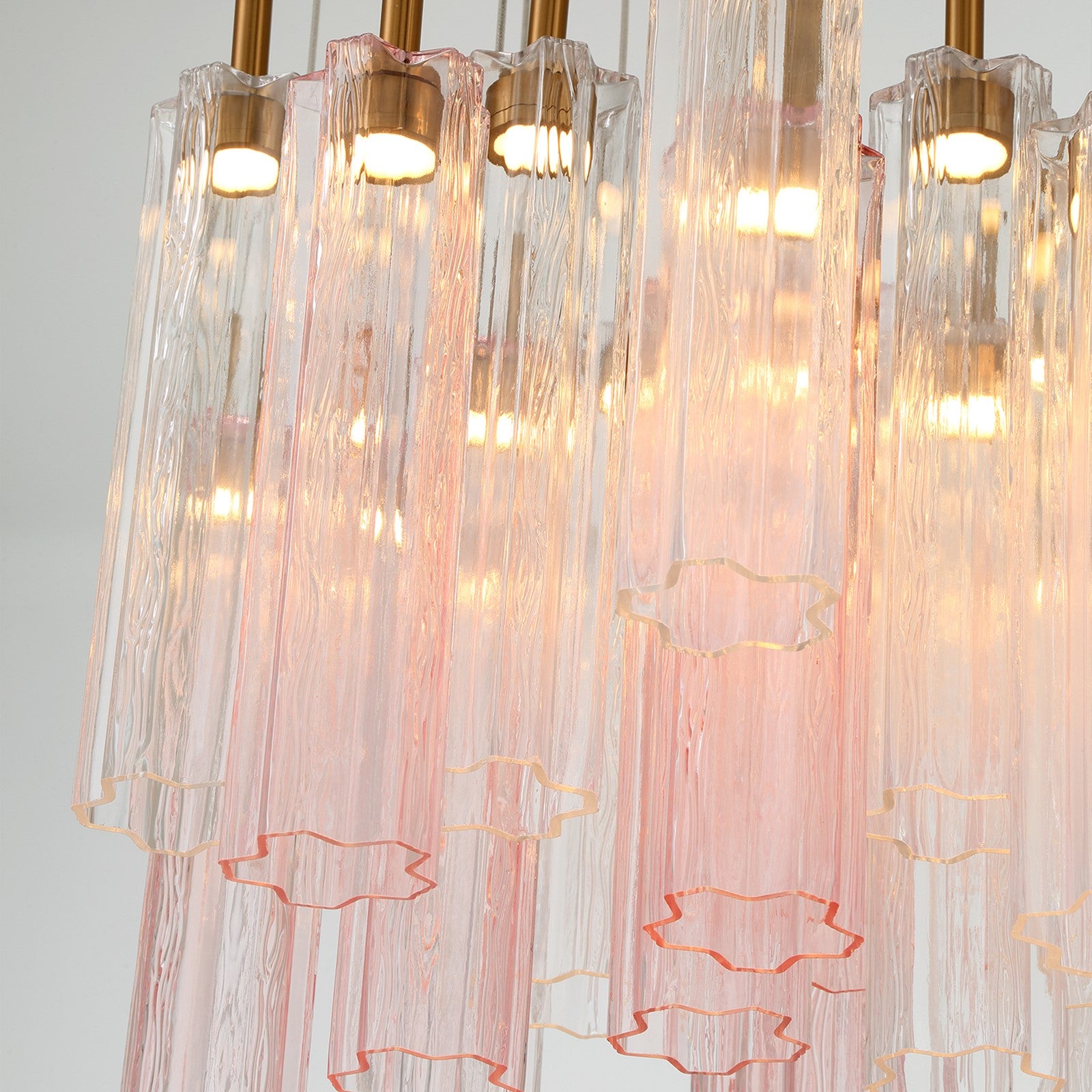 Crystorama Addis 26in 28-Light Pendant | Mid-Century Aged Brass and Spring Tronchi Glass | Entryway & Staircase | 26 x 26 x 21 in | Model ADD-415-AG-SP