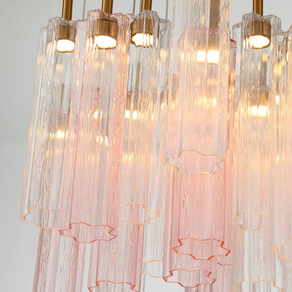 Crystorama Addis 26in 28-Light Pendant | Mid-Century Aged Brass and Spring Tronchi Glass | Entryway & Staircase | 26 x 26 x 21 in | Model ADD-415-AG-SP