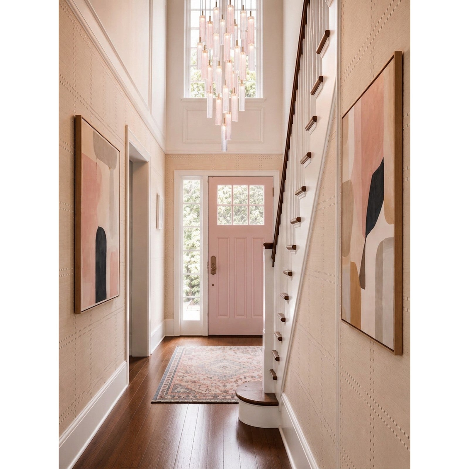 Crystorama Addis 26in 28-Light Pendant | Mid-Century Aged Brass and Spring Tronchi Glass | Entryway & Staircase | 26 x 26 x 21 in | Model ADD-415-AG-SP