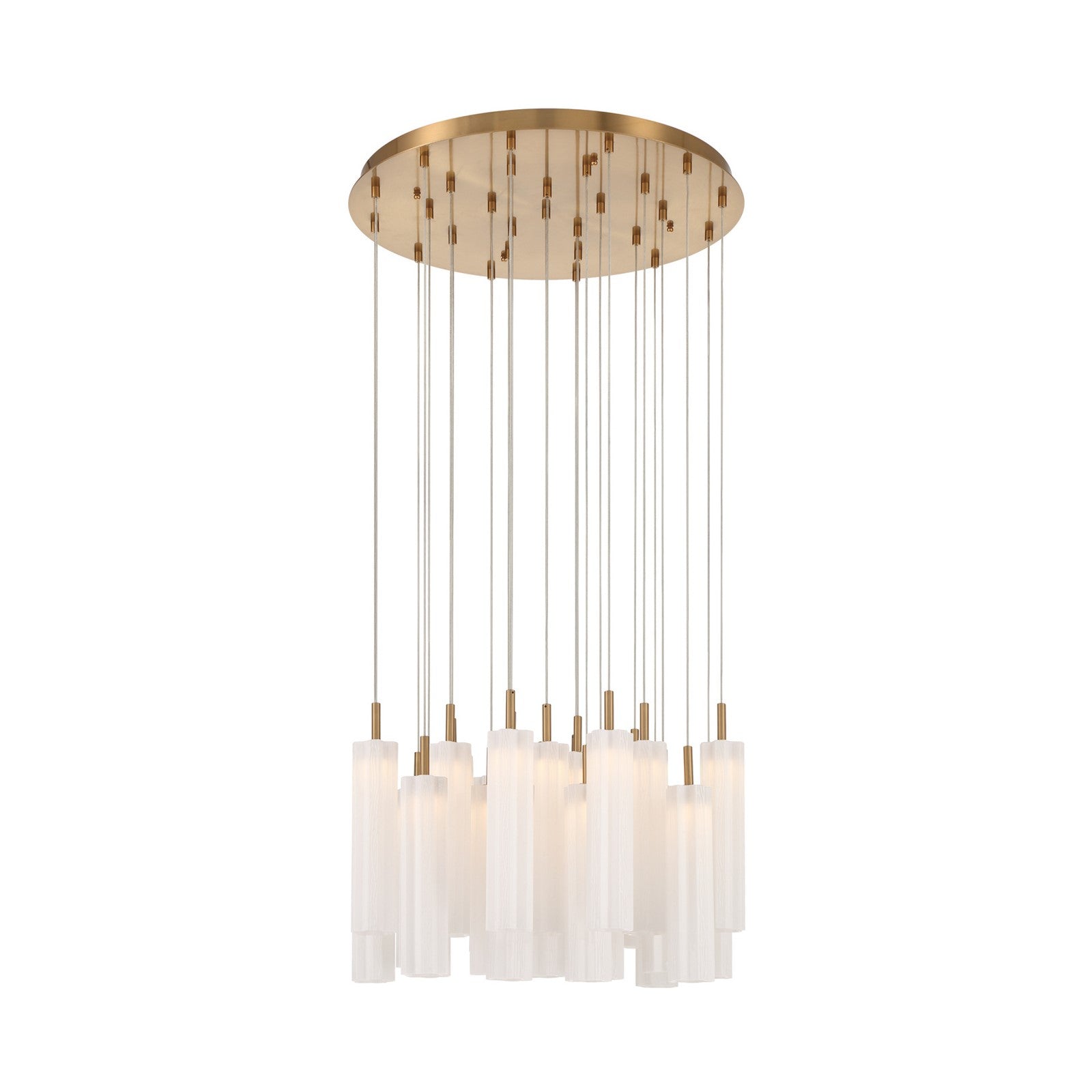 Crystorama Addis 26in 28-Light Pendant | Mid-Century Aged Brass and White Tronchi Glass | Entryway & Staircase | 26 x 26 x 21 in | Model ADD-415-AG-WH