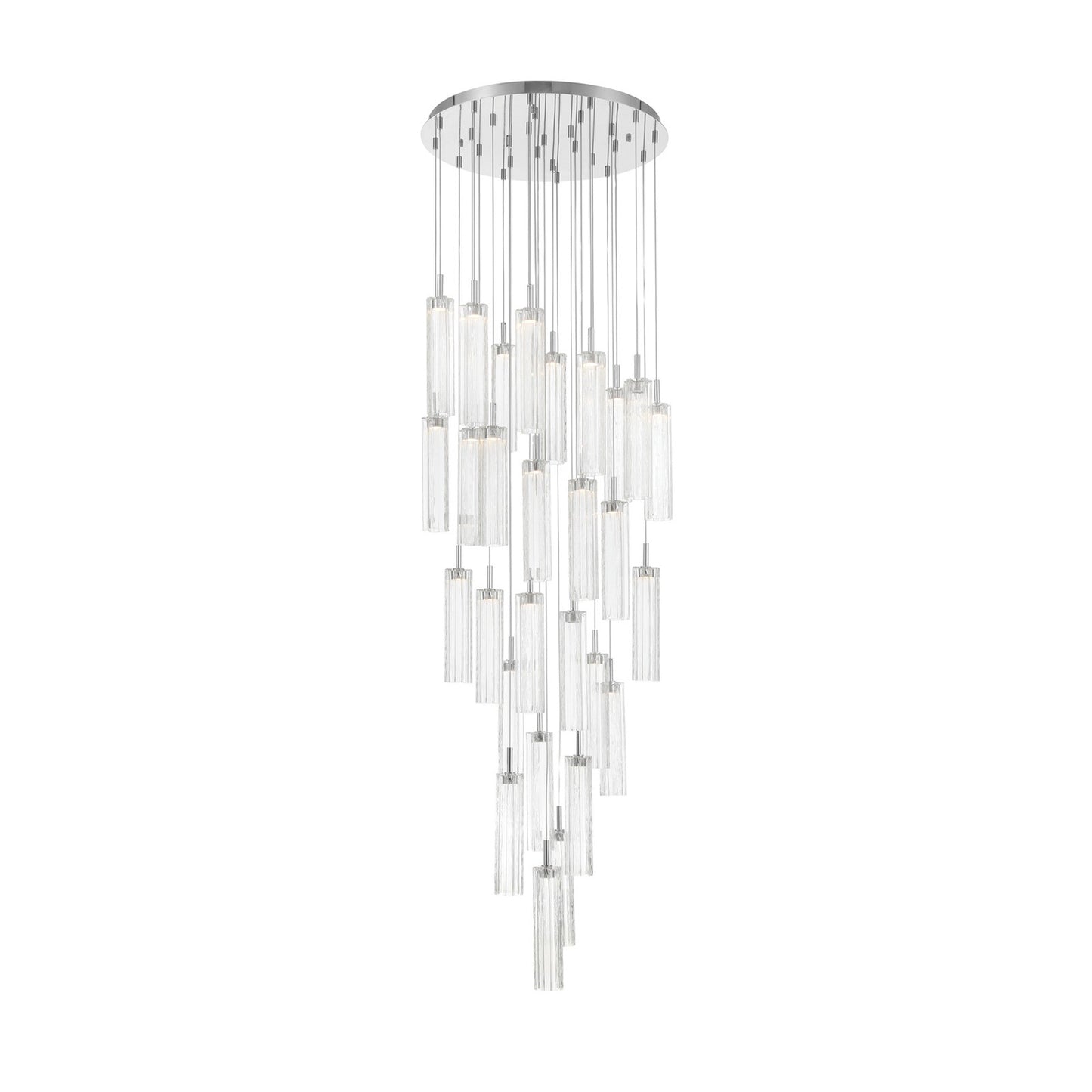 Crystorama Addis 26in 28-Light Pendant | Mid-Century Polished Chrome and Clear Tronchi Glass | Entryway & Staircase | 26 x 26 x 21 in | Model ADD-415-CH-CL