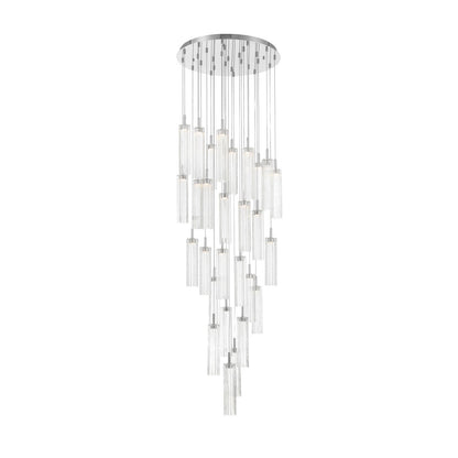 Crystorama Addis 26in 28-Light Pendant | Mid-Century Polished Chrome and Clear Tronchi Glass | Entryway & Staircase | 26 x 26 x 21 in | Model ADD-415-CH-CL