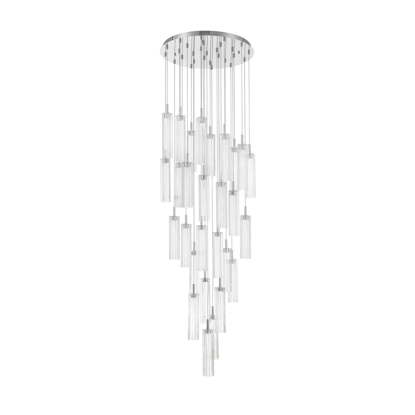Crystorama Addis 26in 28-Light Pendant | Mid-Century Polished Chrome and Clear Tronchi Glass | Entryway & Staircase | 26 x 26 x 21 in | Model ADD-415-CH-CL