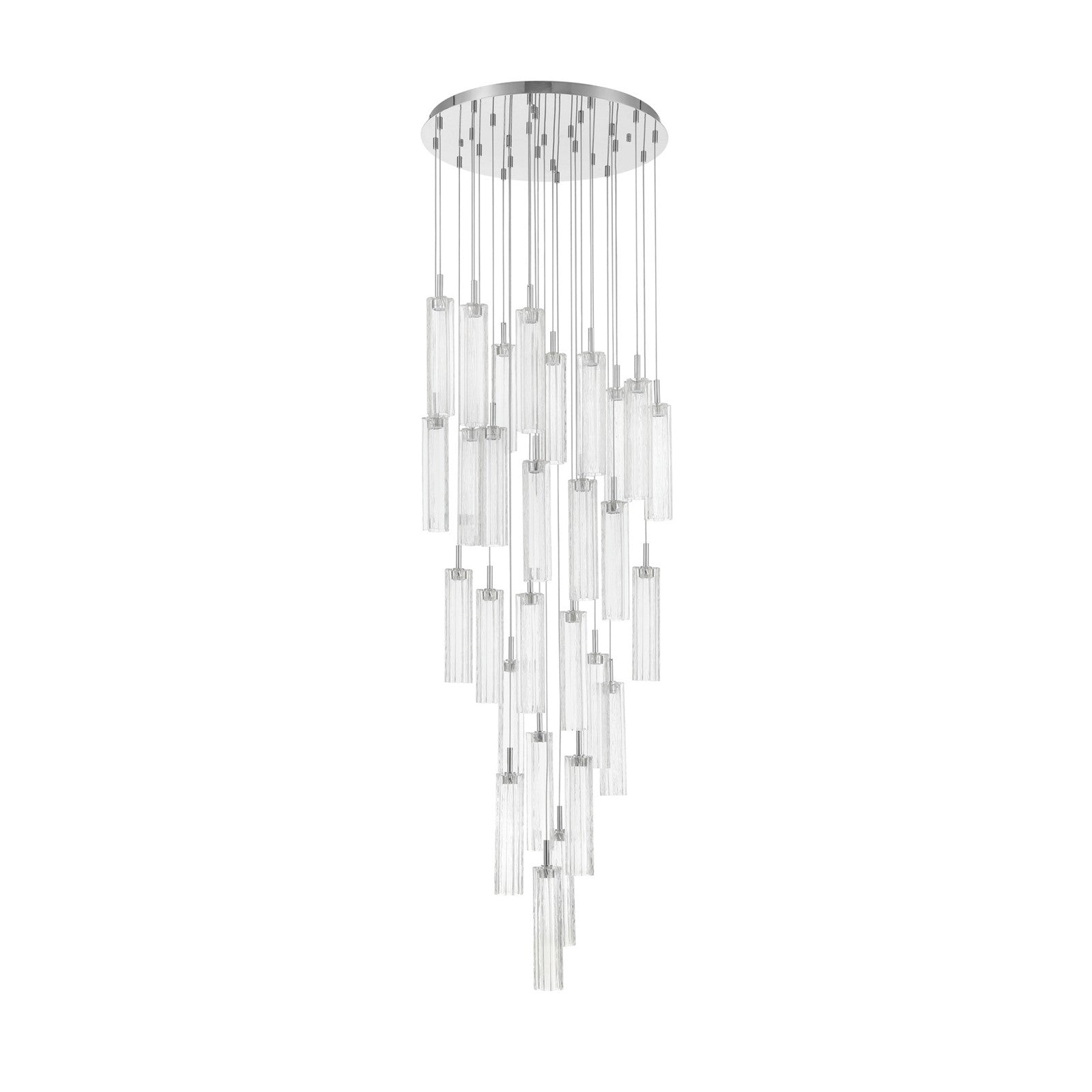 Crystorama Addis 26in 28-Light Pendant | Mid-Century Polished Chrome and Clear Tronchi Glass | Entryway & Staircase | 26 x 26 x 21 in | Model ADD-415-CH-CL