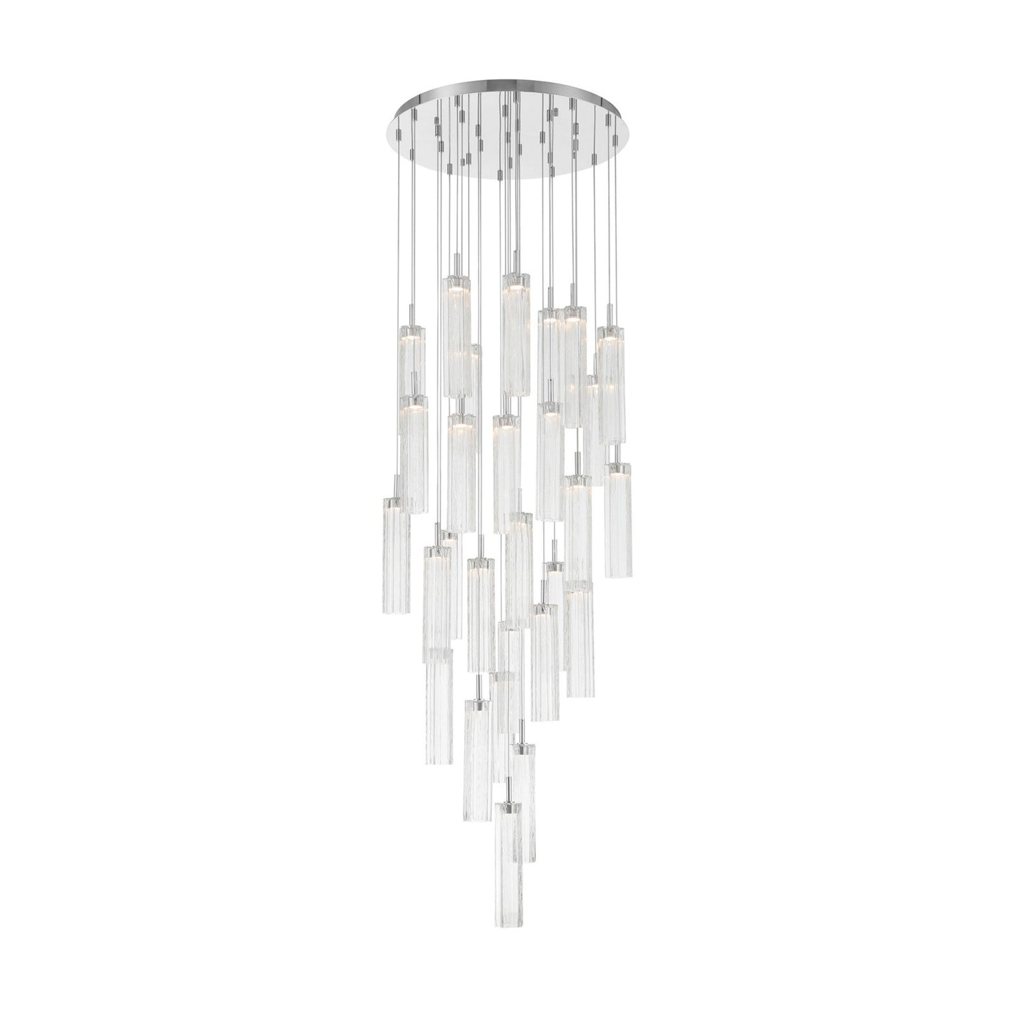 Crystorama Addis 26in 28-Light Pendant | Mid-Century Polished Chrome and Clear Tronchi Glass | Entryway & Staircase | 26 x 26 x 21 in | Model ADD-415-CH-CL