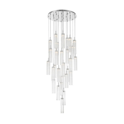 Crystorama Addis 26in 28-Light Pendant | Mid-Century Polished Chrome and Clear Tronchi Glass | Entryway & Staircase | 26 x 26 x 21 in | Model ADD-415-CH-CL