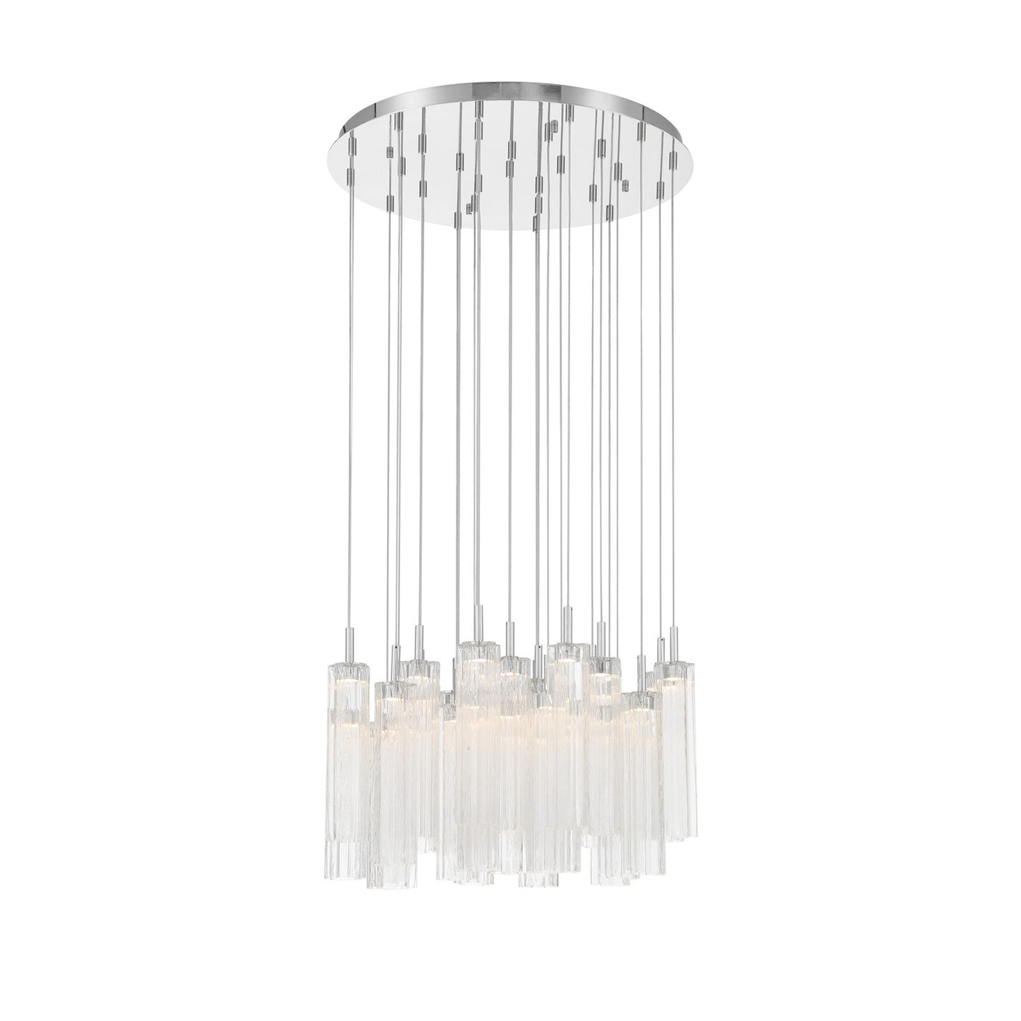 Crystorama Addis 26in 28-Light Pendant | Mid-Century Polished Chrome and Clear Tronchi Glass | Entryway & Staircase | 26 x 26 x 21 in | Model ADD-415-CH-CL