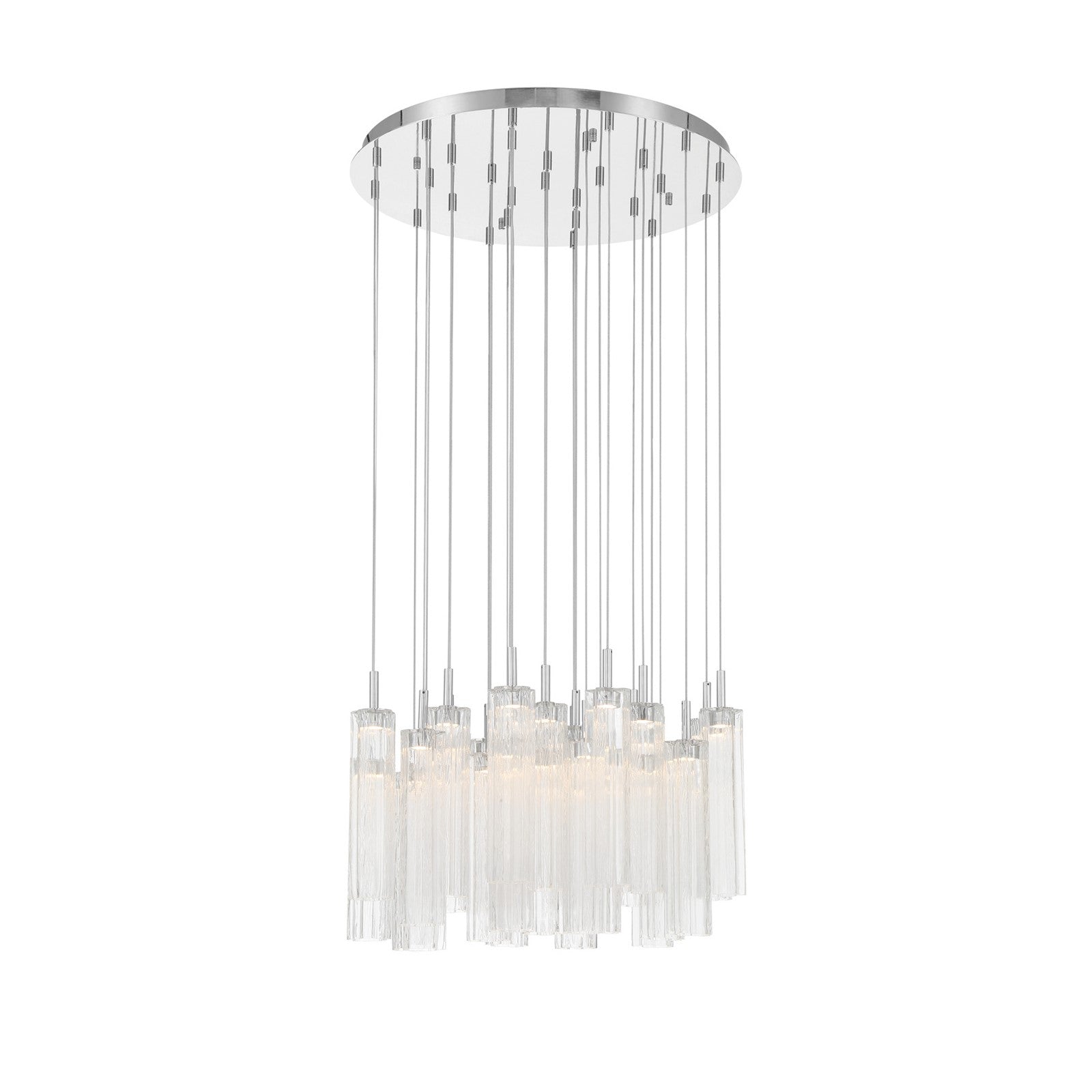 Crystorama Addis 26in 28-Light Pendant | Mid-Century Polished Chrome and Clear Tronchi Glass | Entryway & Staircase | 26 x 26 x 21 in | Model ADD-415-CH-CL