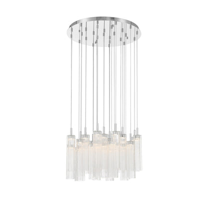 Crystorama Addis 26in 28-Light Pendant | Mid-Century Polished Chrome and Clear Tronchi Glass | Entryway & Staircase | 26 x 26 x 21 in | Model ADD-415-CH-CL