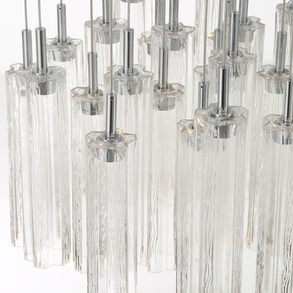Crystorama Addis 26in 28-Light Pendant | Mid-Century Polished Chrome and Clear Tronchi Glass | Entryway & Staircase | 26 x 26 x 21 in | Model ADD-415-CH-CL