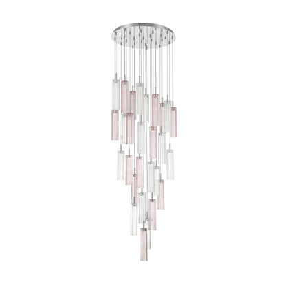 Crystorama Addis 26in 28-Light LED Pendant | Mid-Century Polished Chrome and Spring Tronchi Glass | Entryway & Dining Room | 26 x 26 x 21 in | Model ADD-415-CH-SP
