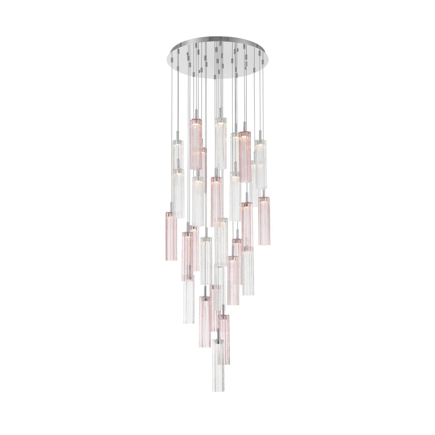 Crystorama Addis 26in 28-Light LED Pendant | Mid-Century Polished Chrome and Spring Tronchi Glass | Entryway & Dining Room | 26 x 26 x 21 in | Model ADD-415-CH-SP