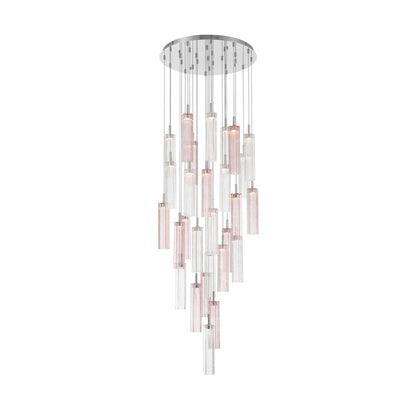 Crystorama Addis 26in 28-Light LED Pendant | Mid-Century Polished Chrome and Spring Tronchi Glass | Entryway & Dining Room | 26 x 26 x 21 in | Model ADD-415-CH-SP