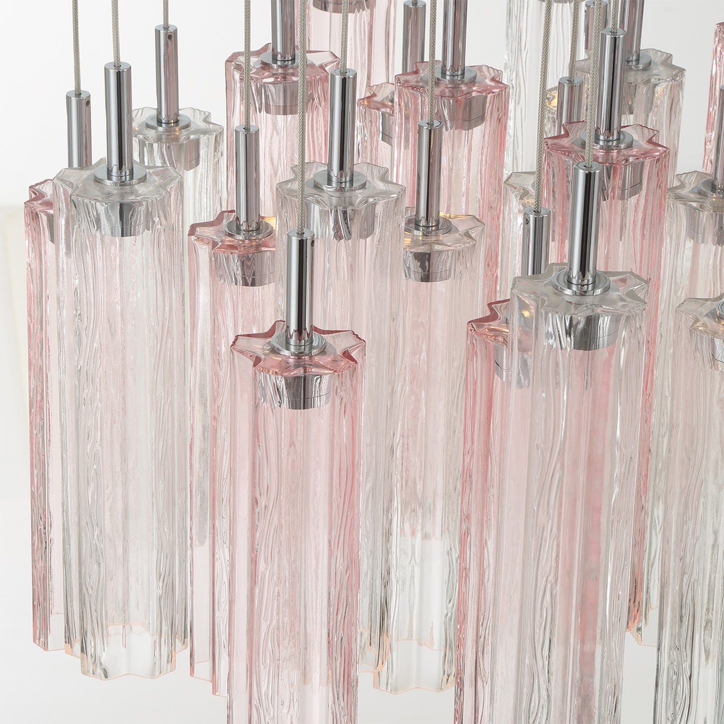 Crystorama Addis 26in 28-Light LED Pendant | Mid-Century Polished Chrome and Spring Tronchi Glass | Entryway & Dining Room | 26 x 26 x 21 in | Model ADD-415-CH-SP