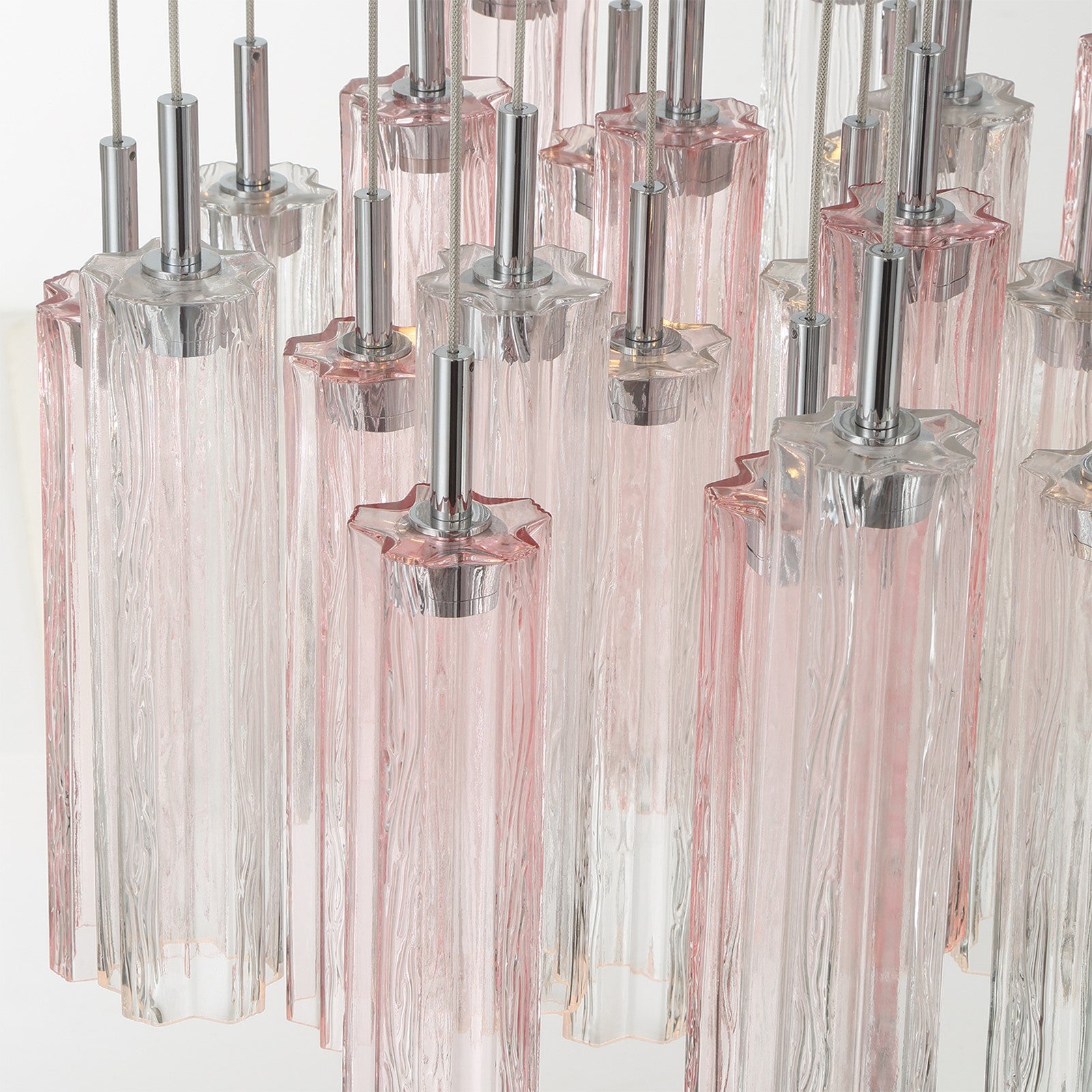 Crystorama Addis 26in 28-Light LED Pendant | Mid-Century Polished Chrome and Spring Tronchi Glass | Entryway & Dining Room | 26 x 26 x 21 in | Model ADD-415-CH-SP