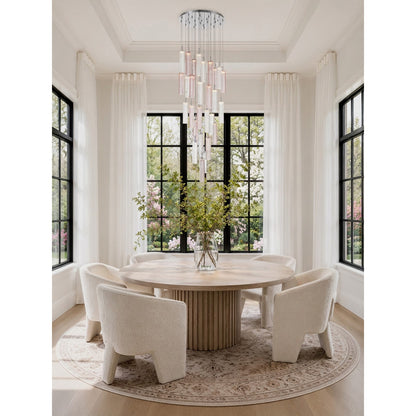 Crystorama Addis 26in 28-Light LED Pendant | Mid-Century Polished Chrome and Spring Tronchi Glass | Entryway & Dining Room | 26 x 26 x 21 in | Model ADD-415-CH-SP
