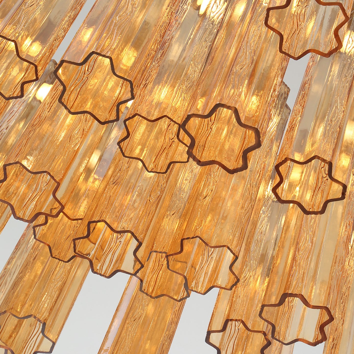 Crystorama Addis 36in 46-Light LED Pendant | Mid-Century Aged Brass and Amber Tronchi Glass | Entryway & Dining Room | 36 x 36 x 21 in | Model ADD-423-AG-AM
