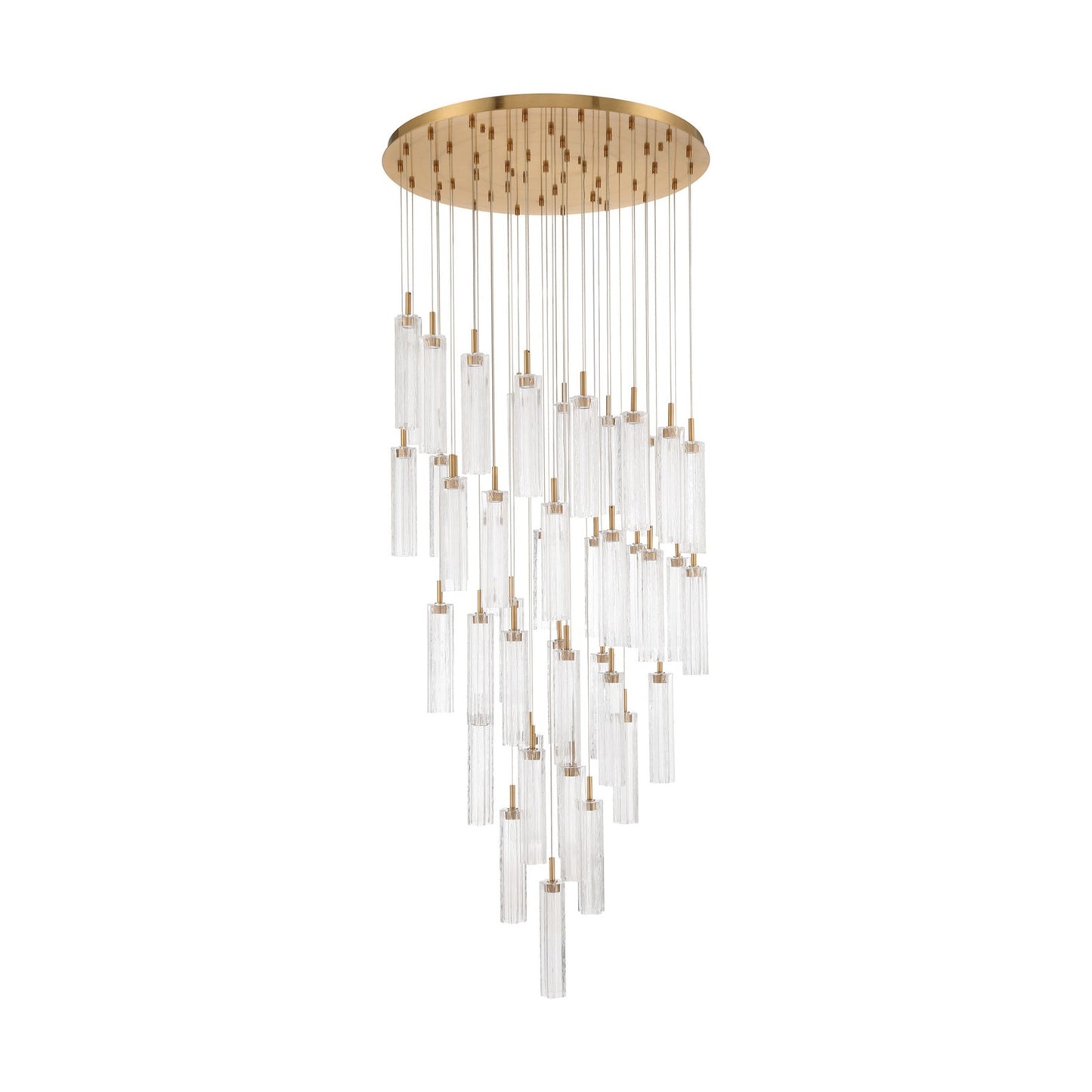 Crystorama Addis 36in 46-Light Pendant | Mid-Century Aged Brass Steel and Clear Tronchi Glass | Entryway & Dining Room | 36 x 36 x 21 in | Model ADD-423-AG-CL
