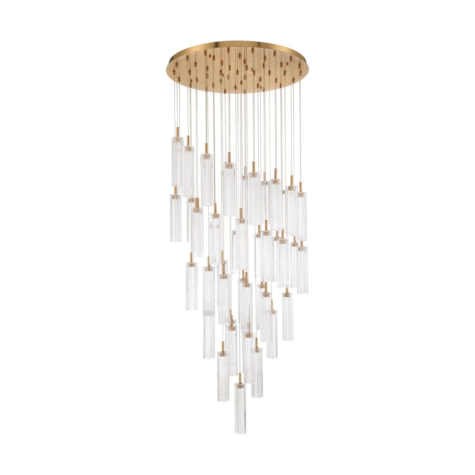 Crystorama Addis 36in 46-Light Pendant | Mid-Century Aged Brass Steel and Clear Tronchi Glass | Entryway & Dining Room | 36 x 36 x 21 in | Model ADD-423-AG-CL