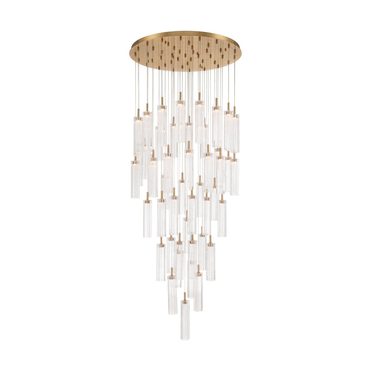 Crystorama Addis 36in 46-Light Pendant | Mid-Century Aged Brass Steel and Clear Tronchi Glass | Entryway & Dining Room | 36 x 36 x 21 in | Model ADD-423-AG-CL