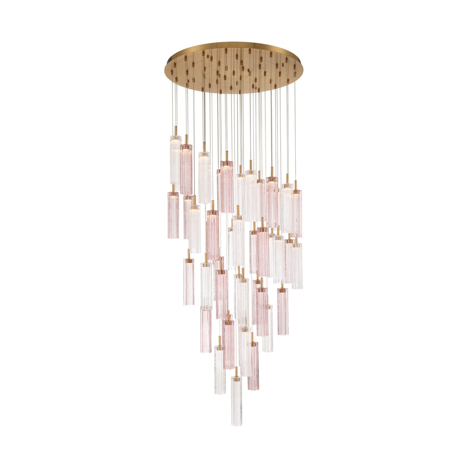 Crystorama Addis 36in 46-Light Pendant | Mid-Century Aged Brass Steel and Spring Tronchi Glass | Entryway & Dining Room | 36 x 36 x 21 in | Model ADD-423-AG-SP