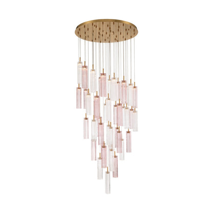 Crystorama Addis 36in 46-Light Pendant | Mid-Century Aged Brass Steel and Spring Tronchi Glass | Entryway & Dining Room | 36 x 36 x 21 in | Model ADD-423-AG-SP