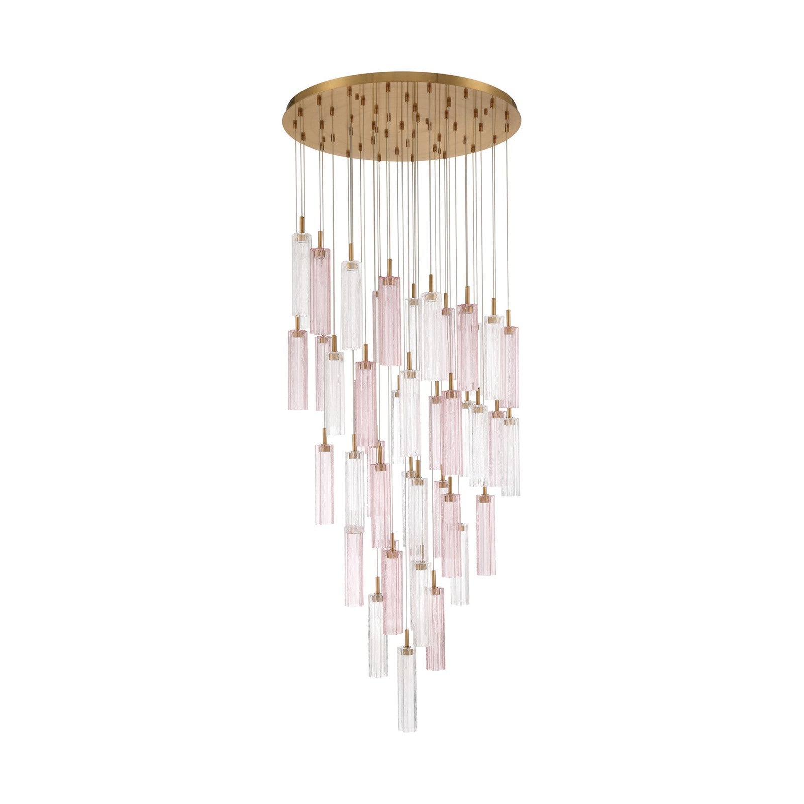 Crystorama Addis 36in 46-Light Pendant | Mid-Century Aged Brass Steel and Spring Tronchi Glass | Entryway & Dining Room | 36 x 36 x 21 in | Model ADD-423-AG-SP