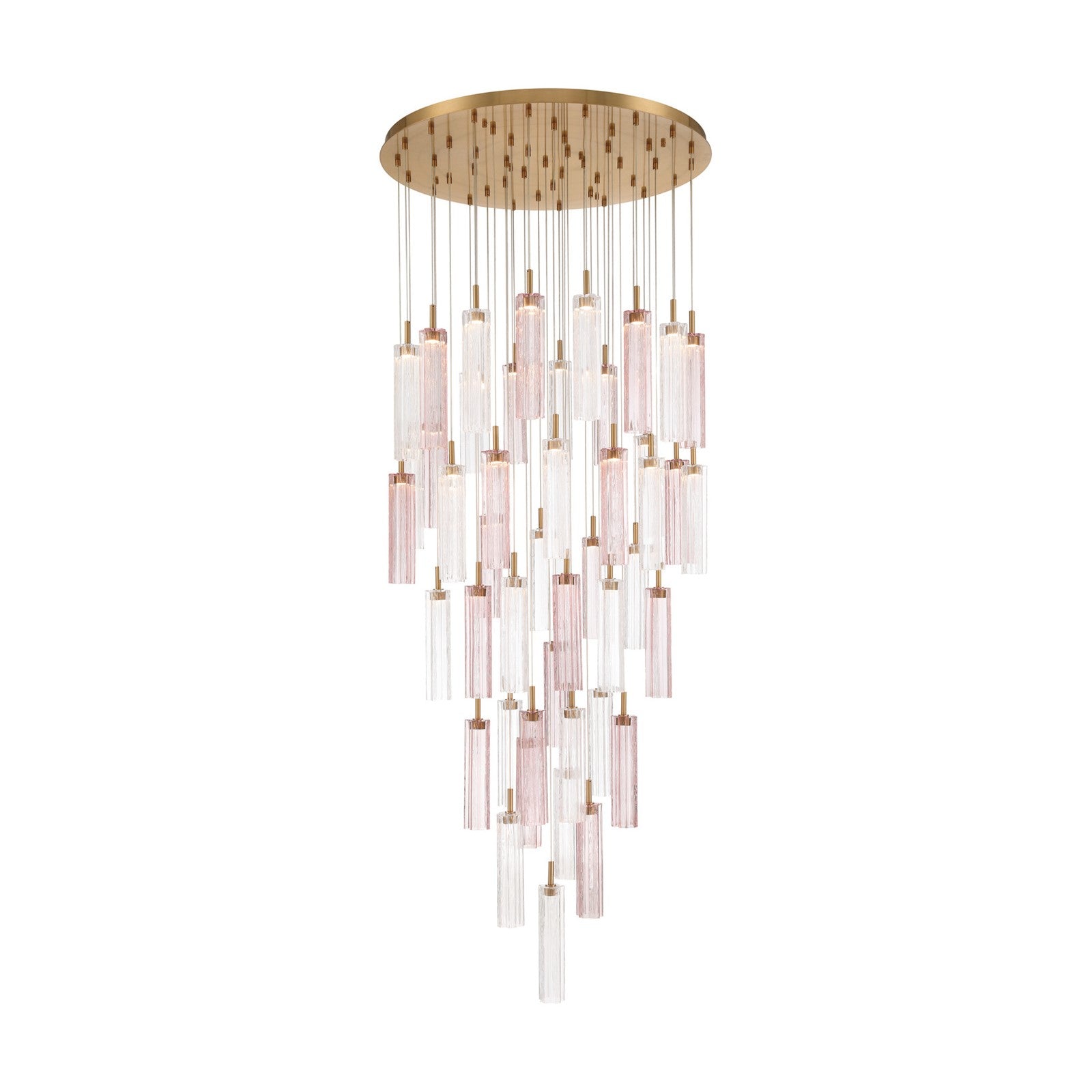 Crystorama Addis 36in 46-Light Pendant | Mid-Century Aged Brass Steel and Spring Tronchi Glass | Entryway & Dining Room | 36 x 36 x 21 in | Model ADD-423-AG-SP