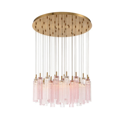 Crystorama Addis 36in 46-Light Pendant | Mid-Century Aged Brass Steel and Spring Tronchi Glass | Entryway & Dining Room | 36 x 36 x 21 in | Model ADD-423-AG-SP