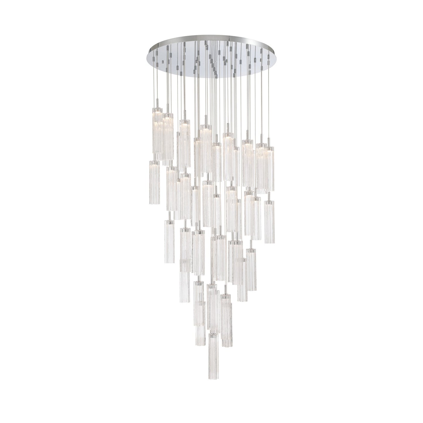 Crystorama Addis 36in 46-Light Pendant | Mid-Century Polished Chrome and Clear Tronchi Glass | Entryway & Dining Room | 36 x 36 x 21 in | Model ADD-423-CH-CL