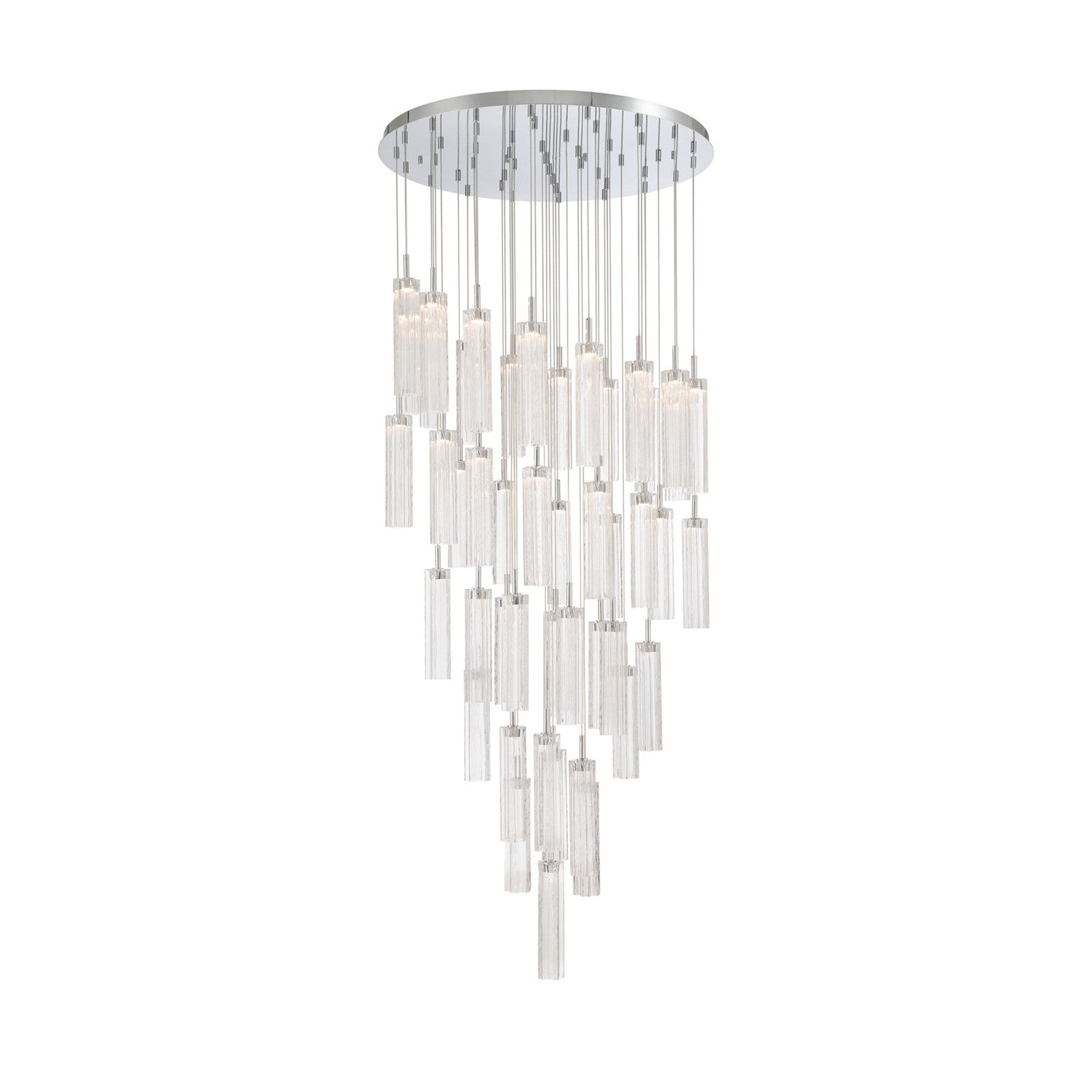 Crystorama Addis 36in 46-Light Pendant | Mid-Century Polished Chrome and Clear Tronchi Glass | Entryway & Dining Room | 36 x 36 x 21 in | Model ADD-423-CH-CL