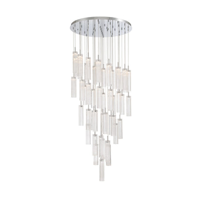 Crystorama Addis 36in 46-Light Pendant | Mid-Century Polished Chrome and Clear Tronchi Glass | Entryway & Dining Room | 36 x 36 x 21 in | Model ADD-423-CH-CL