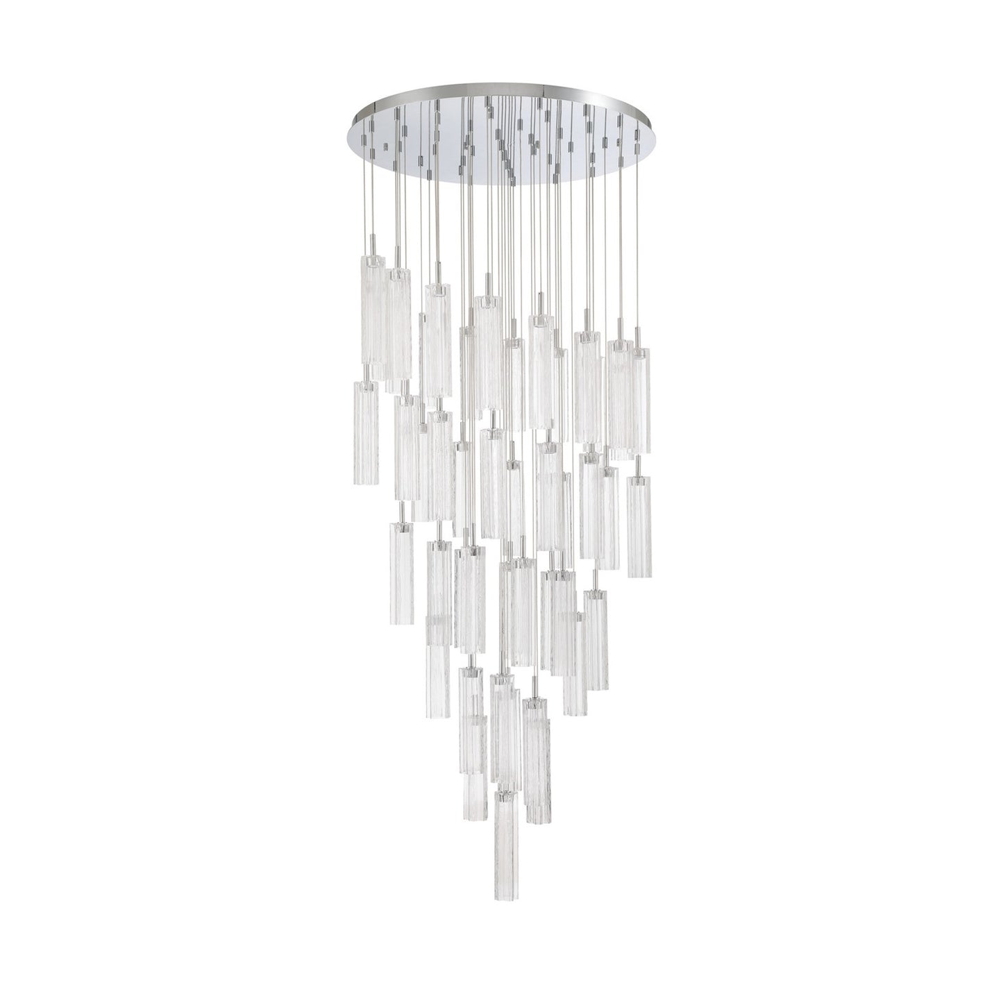Crystorama Addis 36in 46-Light Pendant | Mid-Century Polished Chrome and Clear Tronchi Glass | Entryway & Dining Room | 36 x 36 x 21 in | Model ADD-423-CH-CL