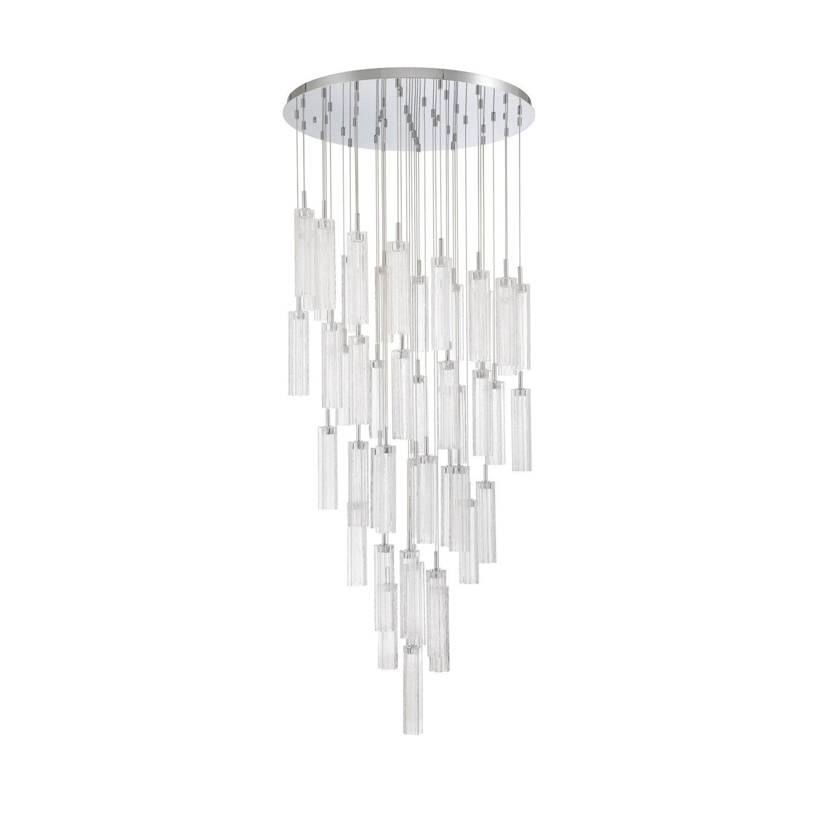 Crystorama Addis 36in 46-Light Pendant | Mid-Century Polished Chrome and Clear Tronchi Glass | Entryway & Dining Room | 36 x 36 x 21 in | Model ADD-423-CH-CL