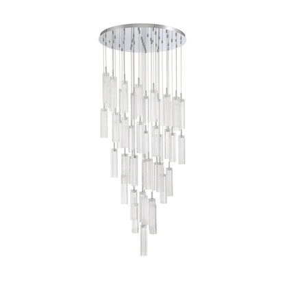 Crystorama Addis 36in 46-Light Pendant | Mid-Century Polished Chrome and Clear Tronchi Glass | Entryway & Dining Room | 36 x 36 x 21 in | Model ADD-423-CH-CL
