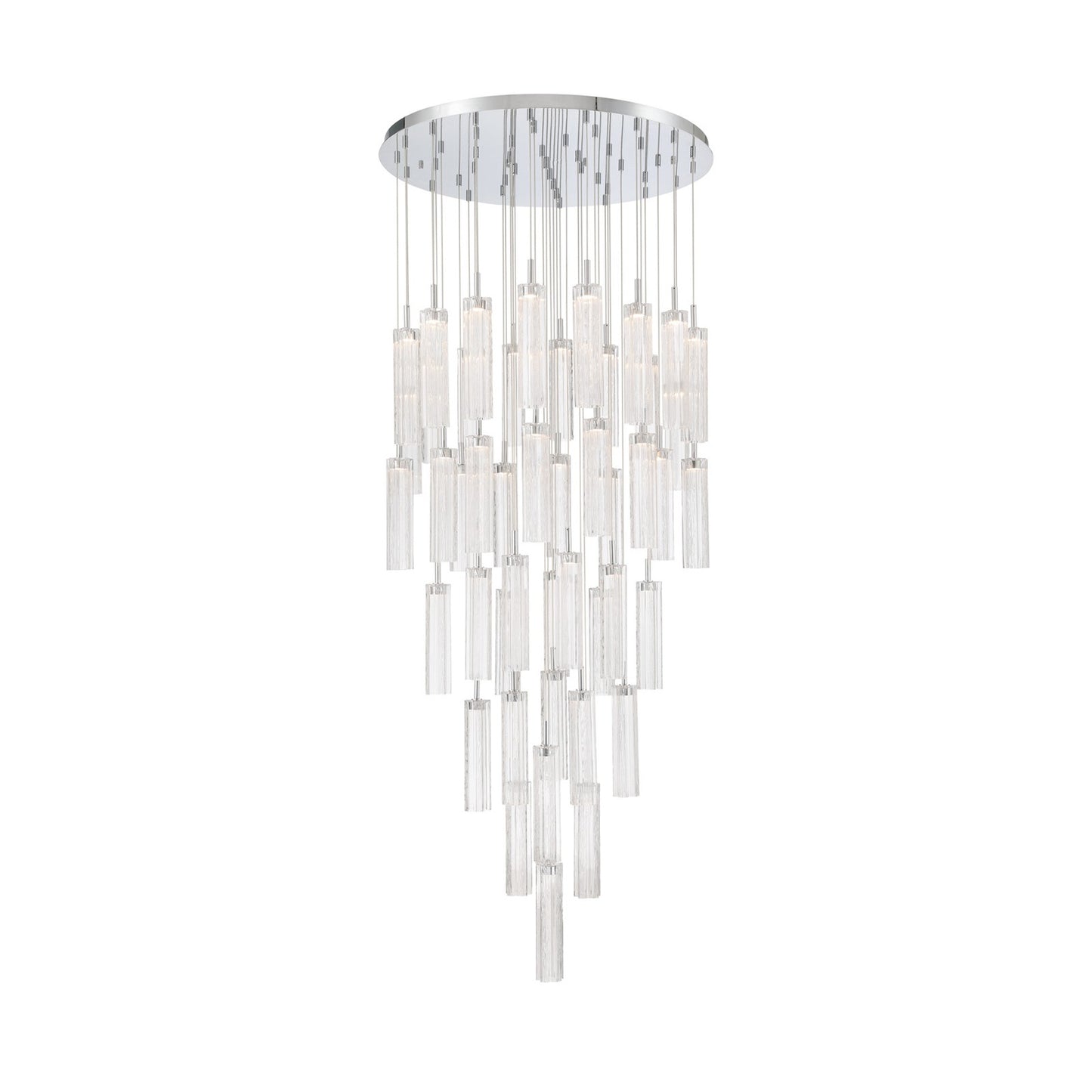 Crystorama Addis 36in 46-Light Pendant | Mid-Century Polished Chrome and Clear Tronchi Glass | Entryway & Dining Room | 36 x 36 x 21 in | Model ADD-423-CH-CL